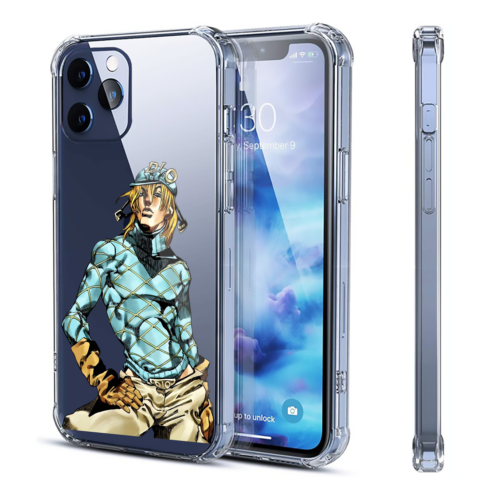 （画像用） ジョジョの奇妙な冒険 ディオ?ブランドー JoJo's Bizarre Adventure Dio Brando 【iPhone 12シリーズ対応】透明スマホケース（クリアソフトケース）